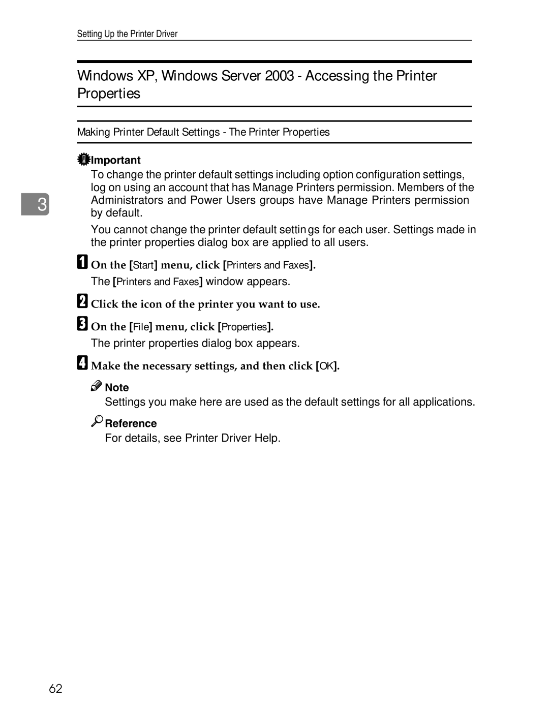 Ricoh 3045 appendix Making Printer Default Settings The Printer Properties 