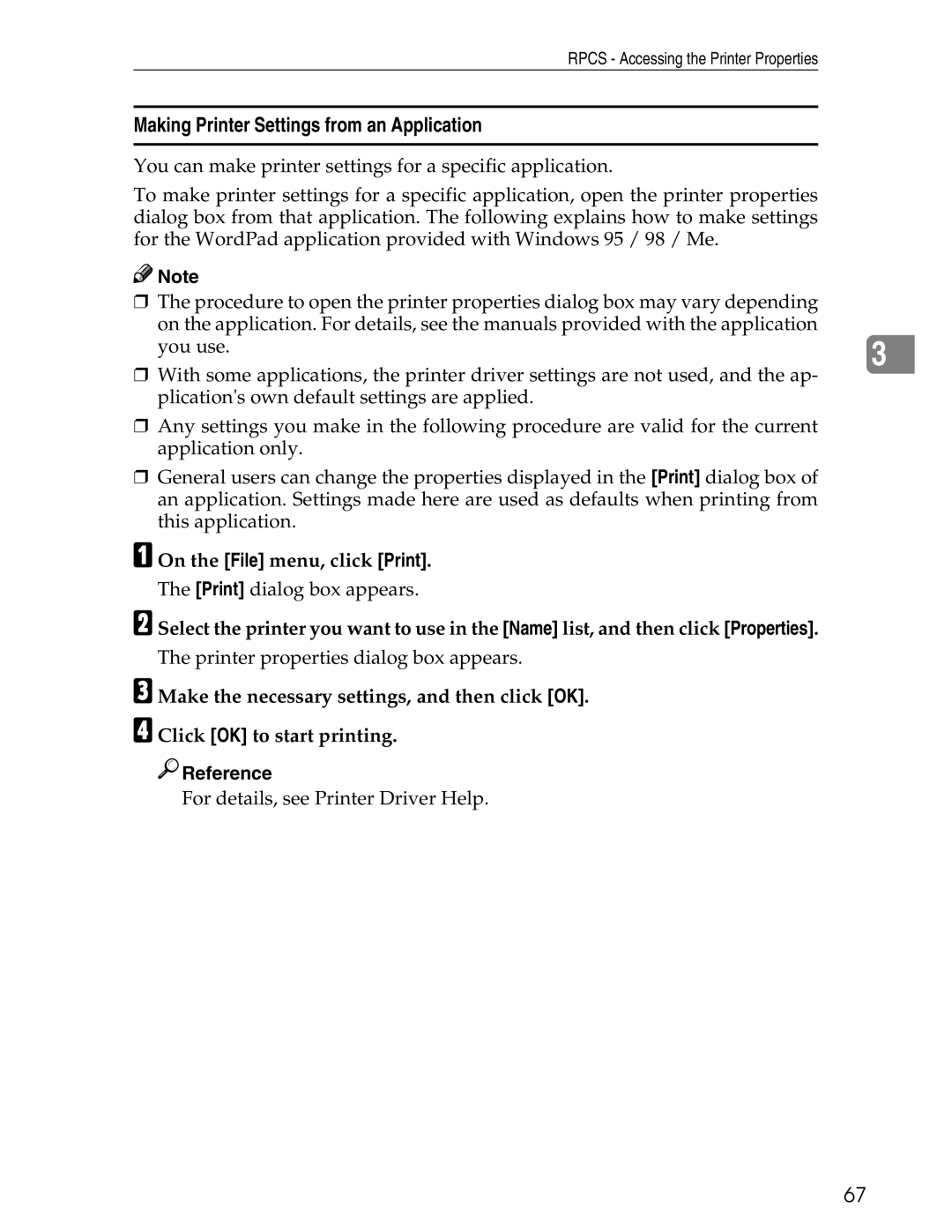 Ricoh 3045 appendix Rpcs Accessing the Printer Properties 