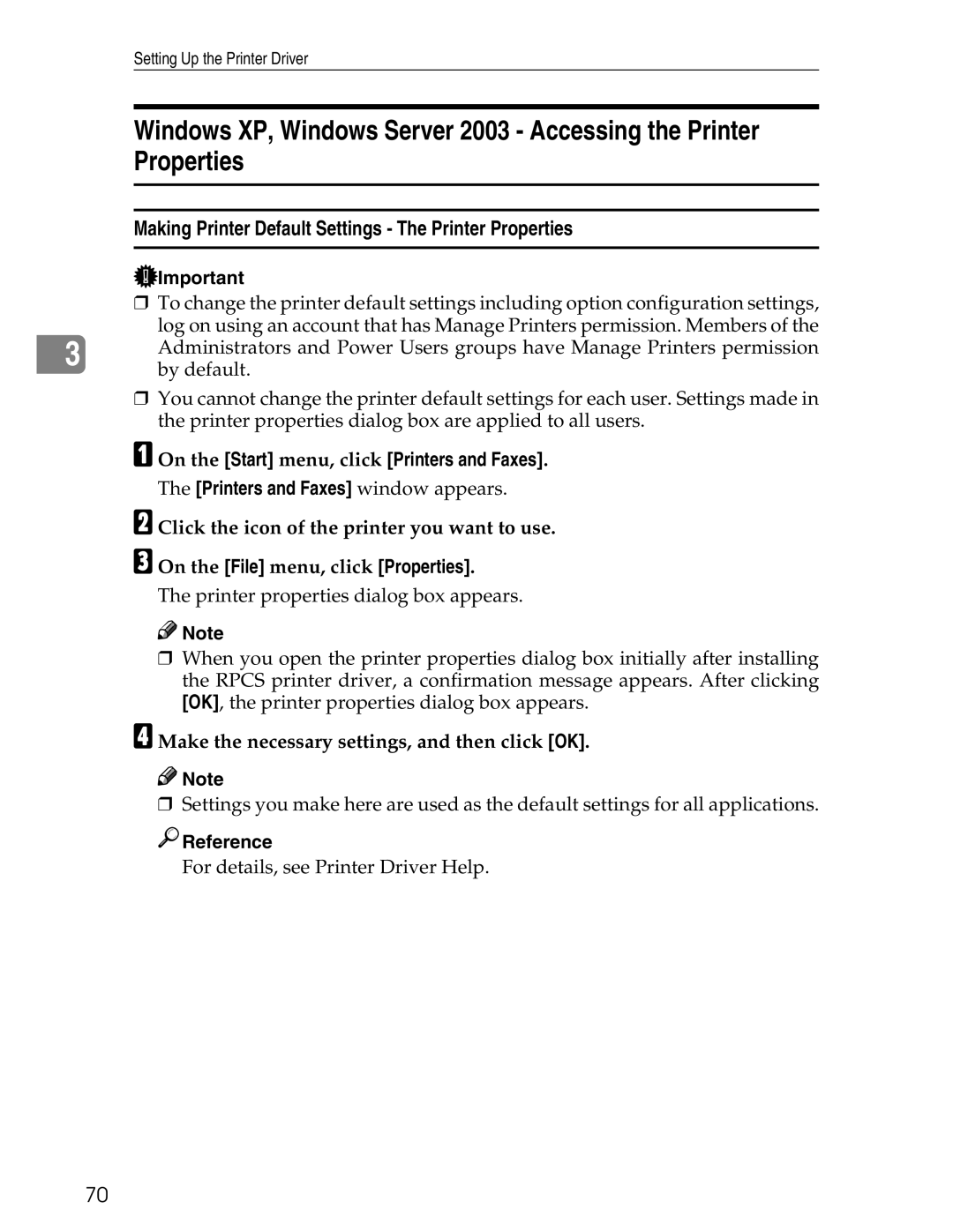 Ricoh 3045 appendix Making Printer Default Settings The Printer Properties 