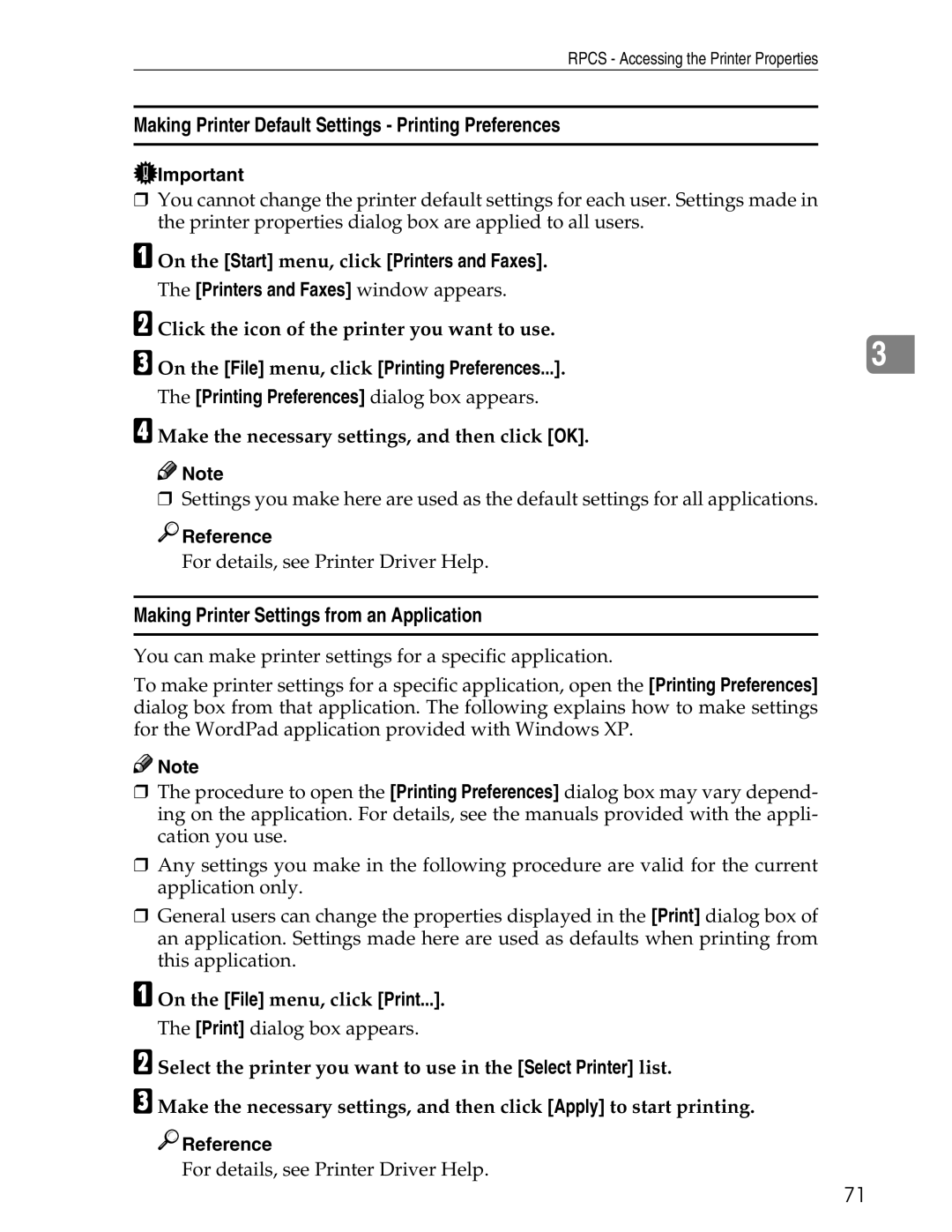 Ricoh 3045 appendix Making Printer Default Settings Printing Preferences 