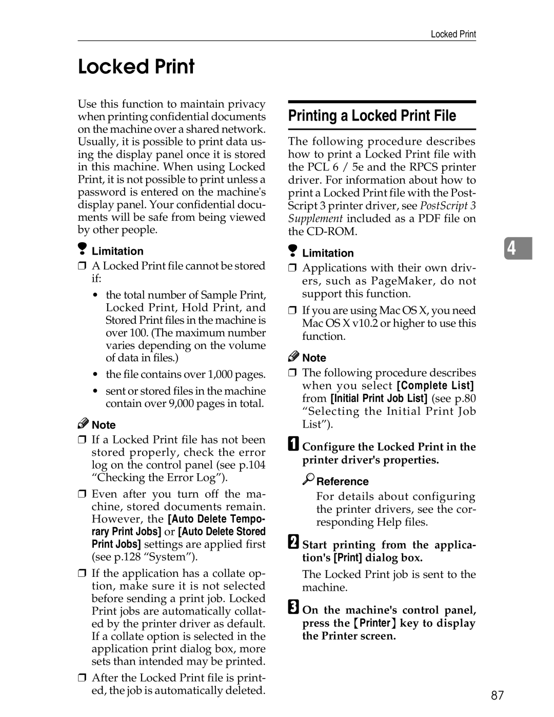 Ricoh 3045 appendix Configure the Locked Print in the printer drivers properties 