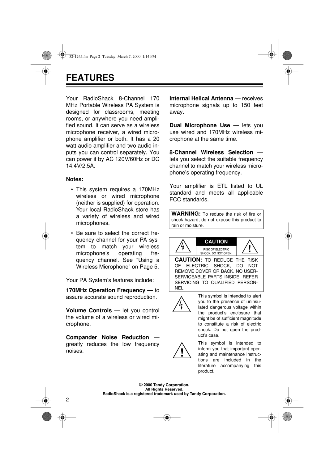 Ricoh 32-1245 owner manual Features 