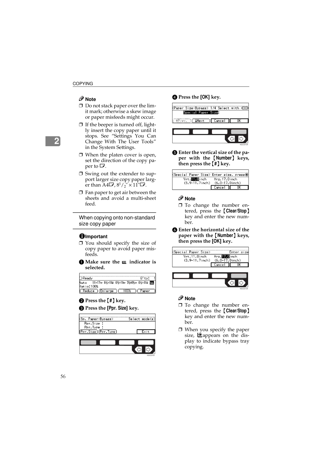 Ricoh 340 manual When copying onto non-standard size copy paper 