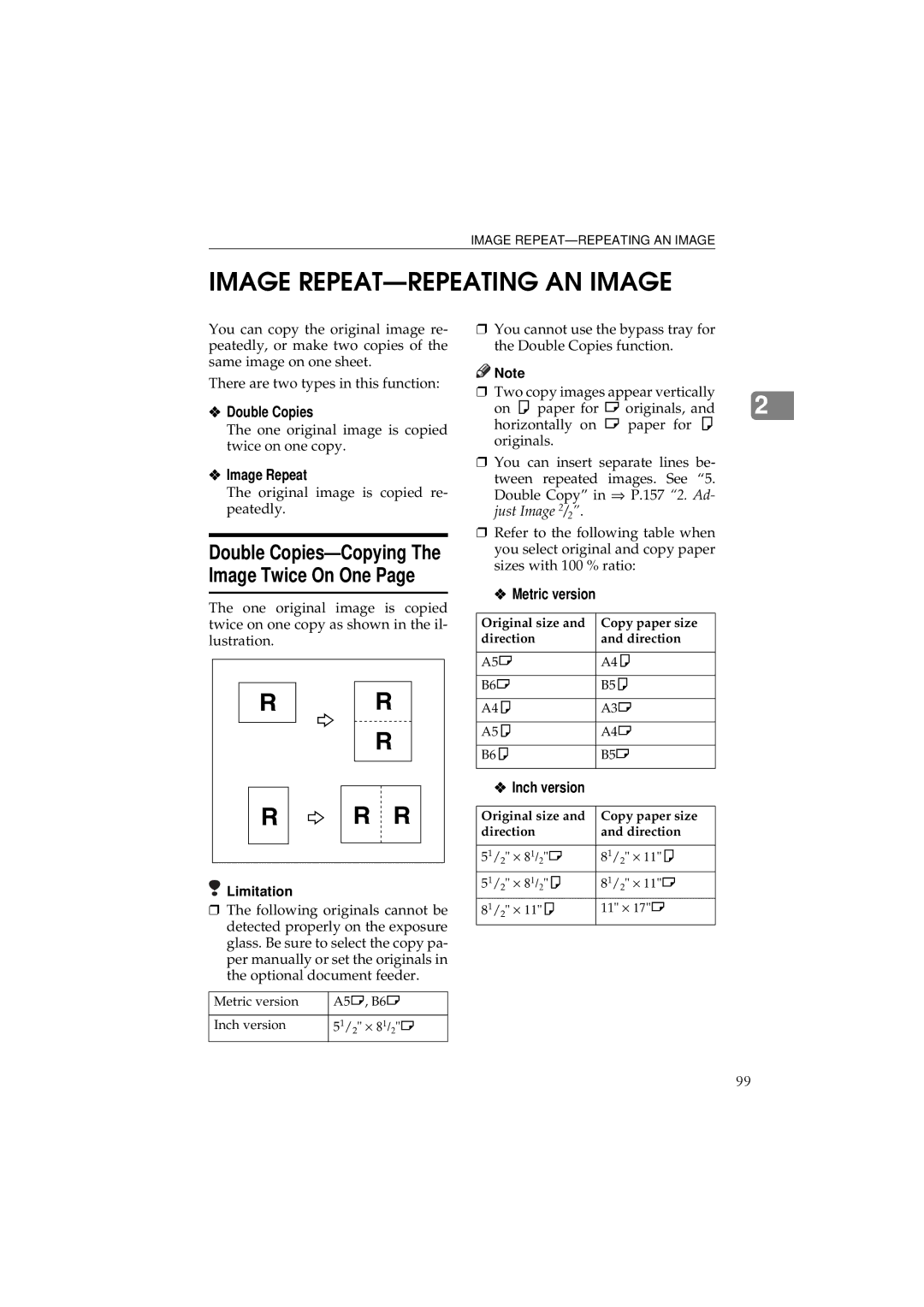 Ricoh 340 manual Image REPEAT-REPEATING AN Image, Image Repeat, Double Copies-Copying The Image Twice On One 