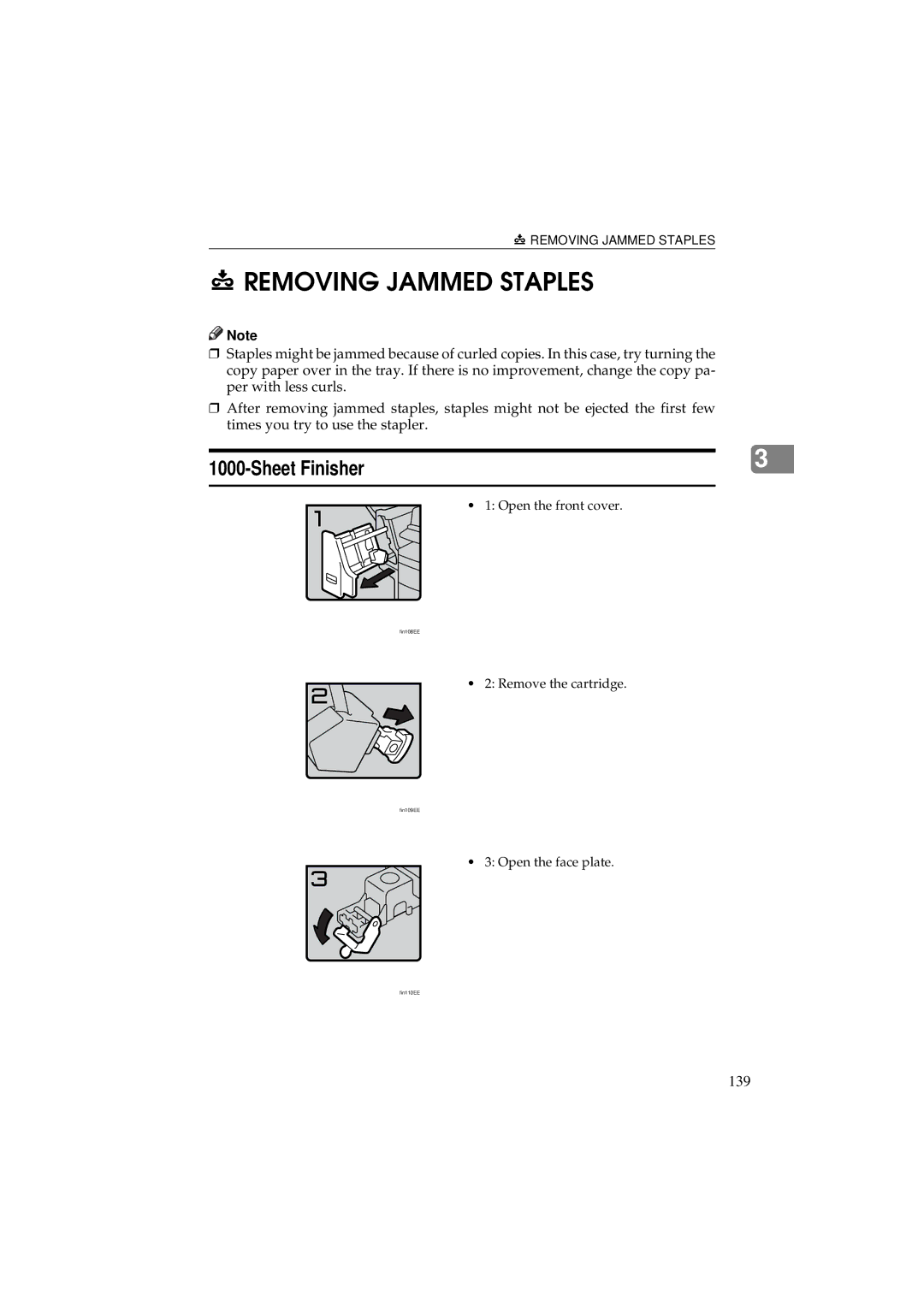 Ricoh 340 manual Removing Jammed Staples 