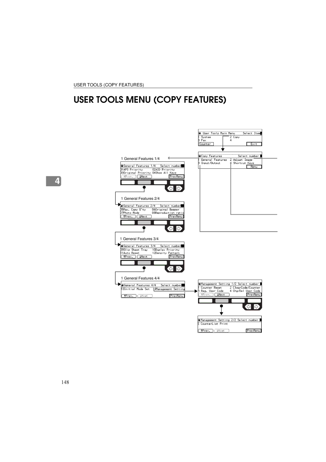 Ricoh 340 manual User Tools Menu Copy Features, Ìéå 