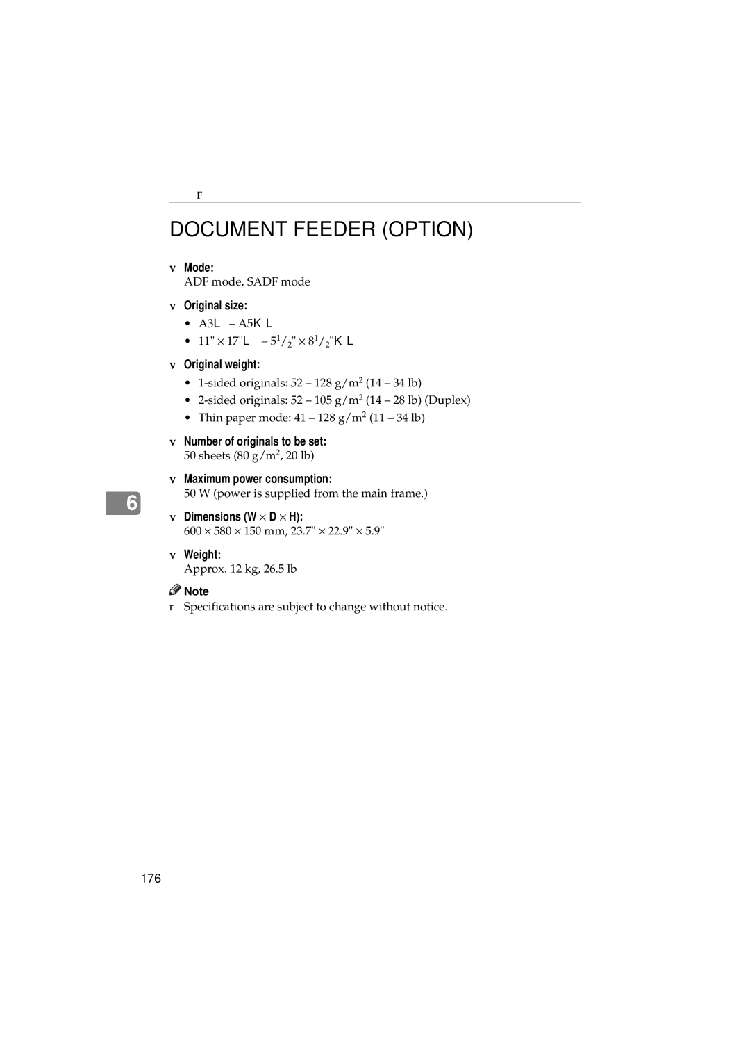 Ricoh 340 manual Document Feeder Option 