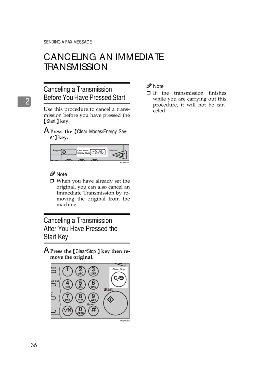 Ricoh 340 manual Canceling a Transmission After You Have Pressed Start Key, Press the Clear Modes/Energy Sav, Er key 