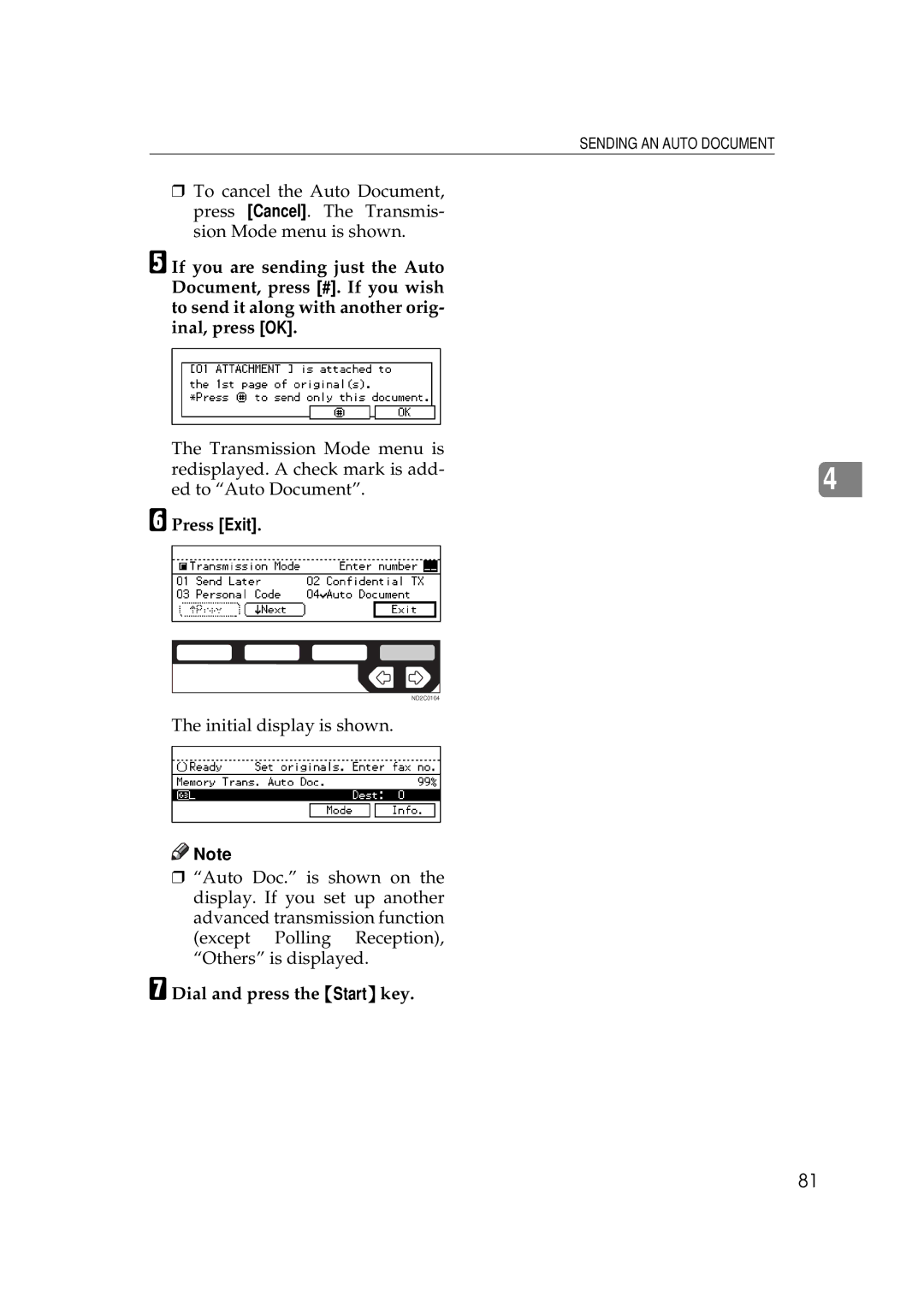 Ricoh 340 manual Sending AN Auto Document 