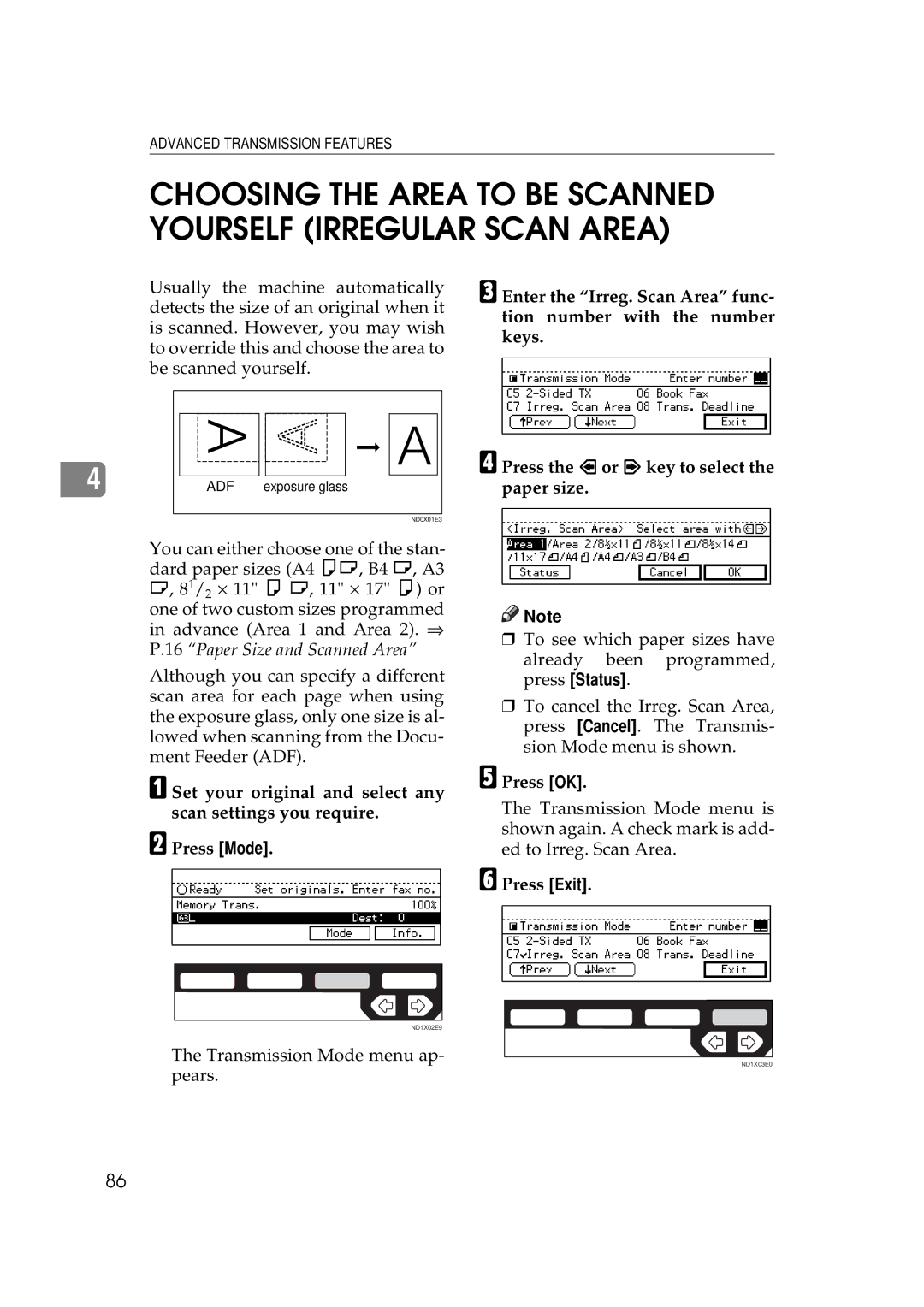 Ricoh 340 manual Choosing the Area to be Scanned Yourself Irregular Scan Area 