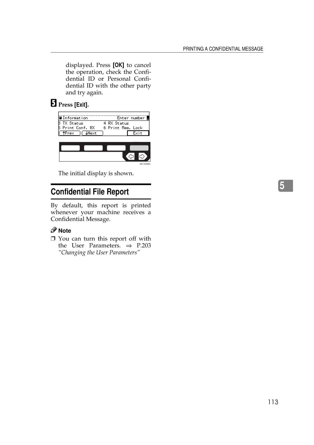 Ricoh 340 manual Confidential File Report, 113 