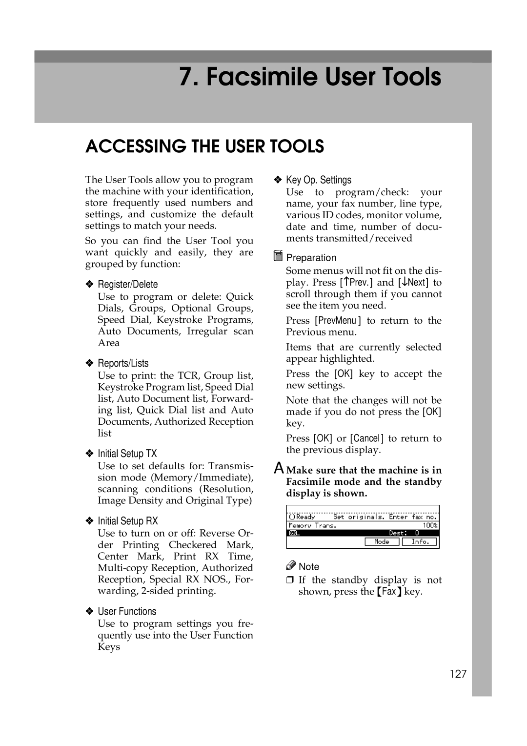 Ricoh 340 manual Accessing the User Tools 