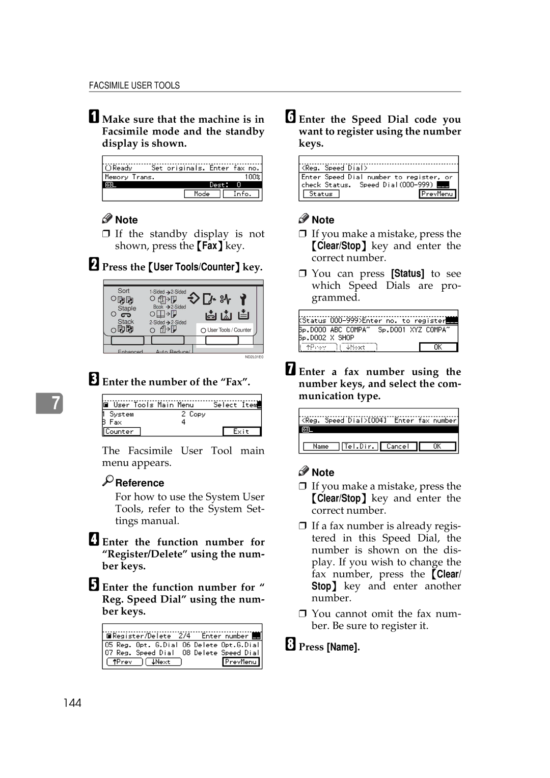 Ricoh 340 manual 144, Press Name 