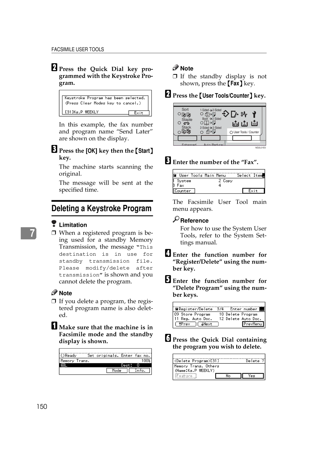 Ricoh 340 manual 150, Press the OK key then the Start key 