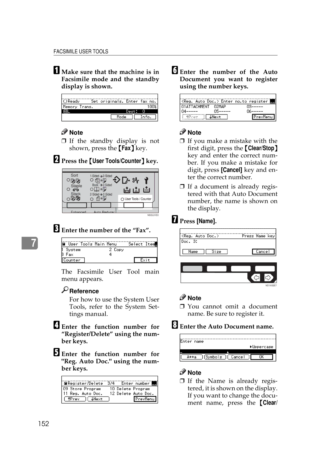 Ricoh 340 manual 152, Enter the Auto Document name 