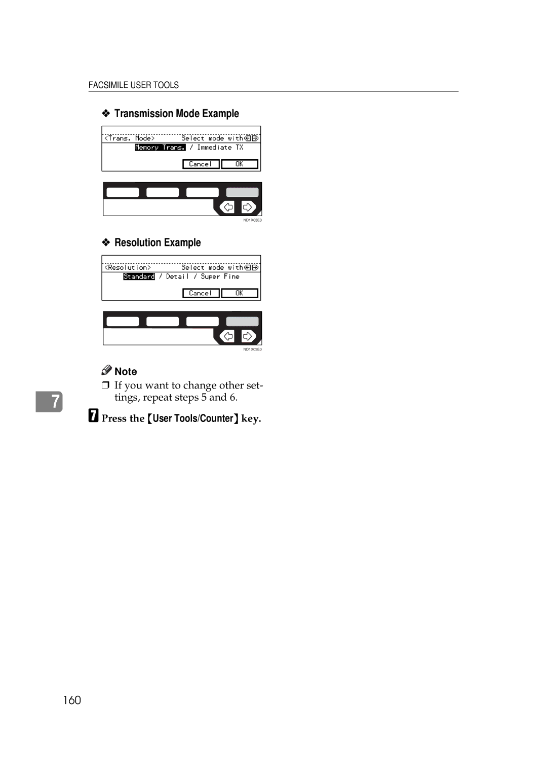 Ricoh 340 manual Transmission Mode Example, Resolution Example, 160 