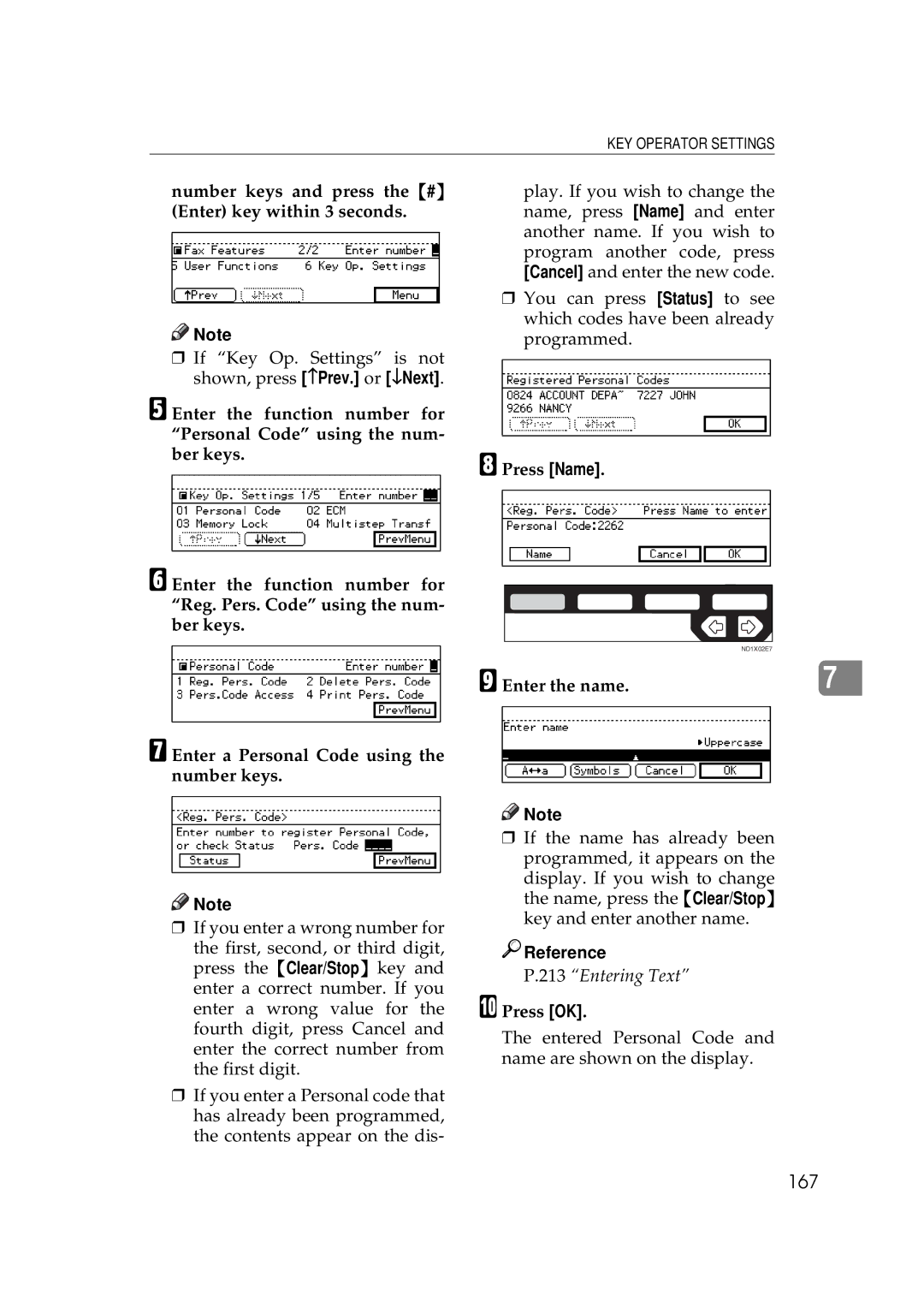 Ricoh 340 manual 167, Number keys and press the # Enter key within 3 seconds 