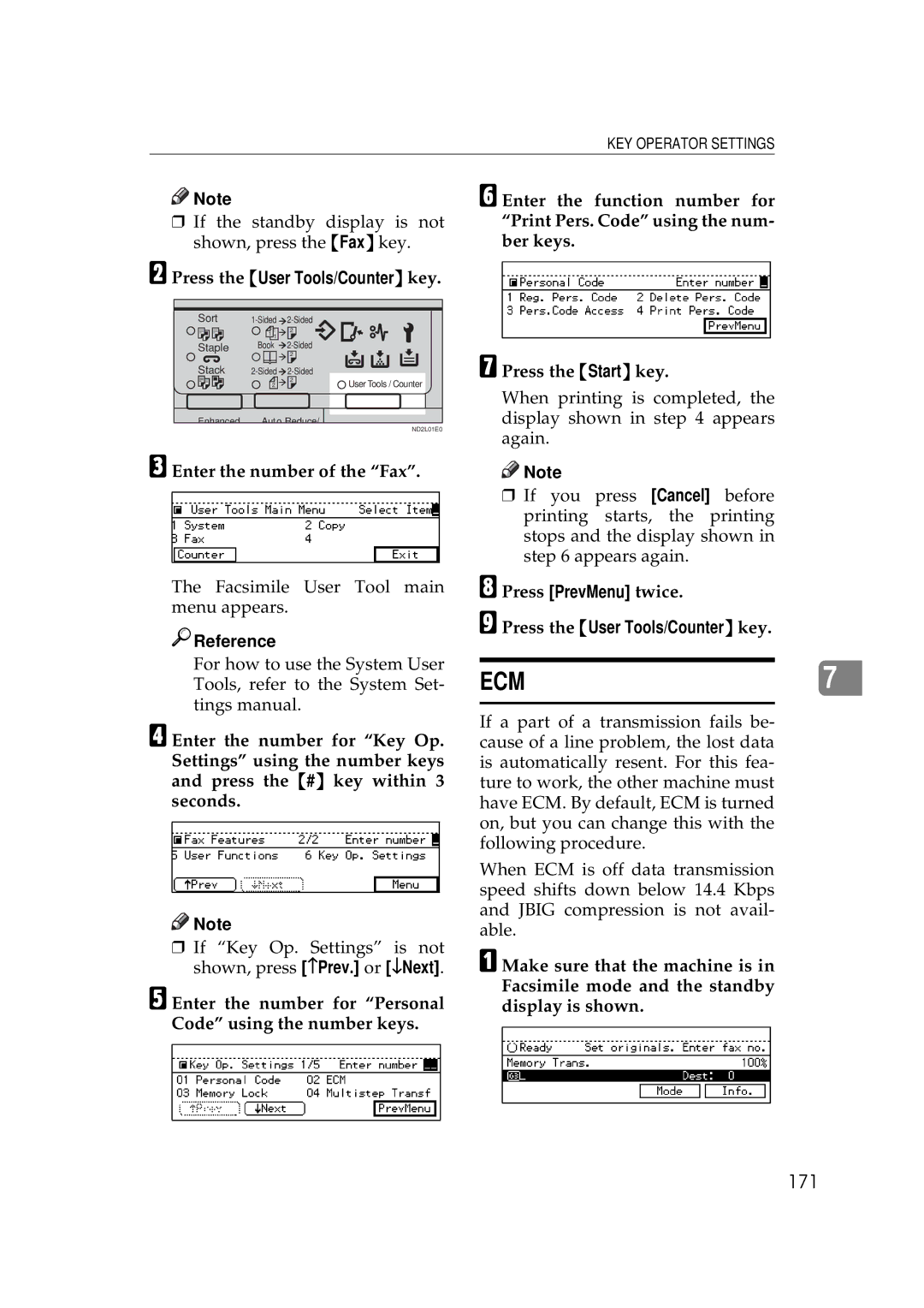 Ricoh 340 manual Ecm, 171 