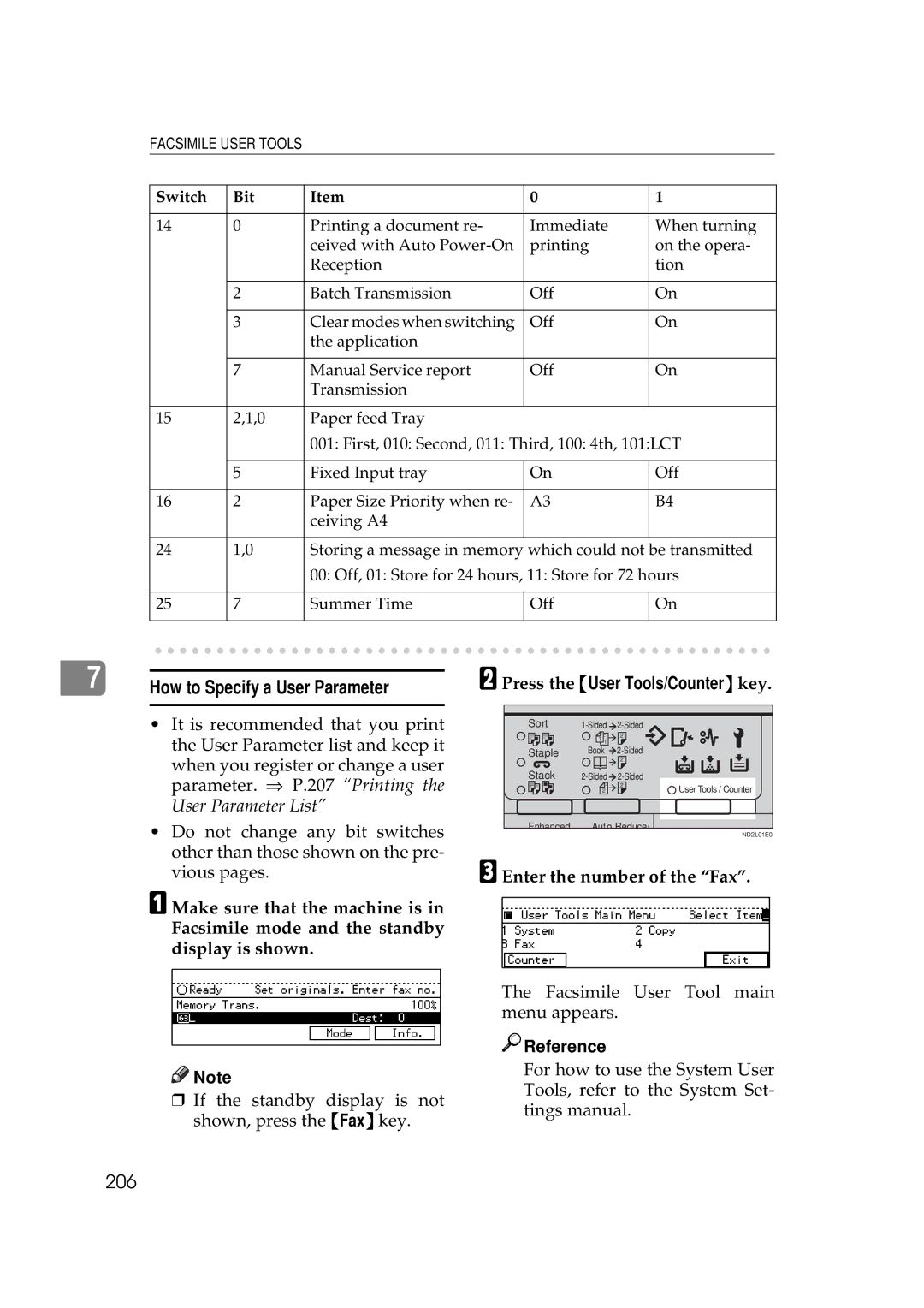 Ricoh 340 manual How to Specify a User Parameter, 206 