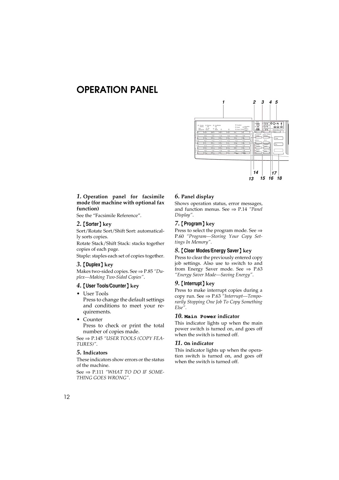 Ricoh 340 manual Operation Panel, Indicators 