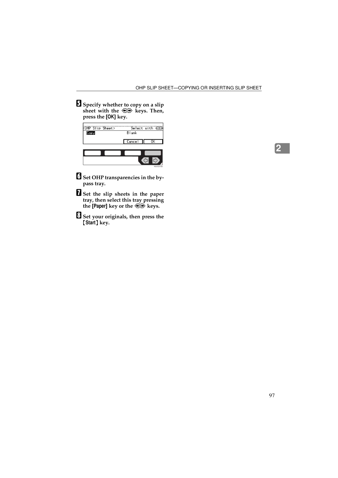 Ricoh 340 manual OHP Slip SHEET-COPYING or Inserting Slip Sheet 