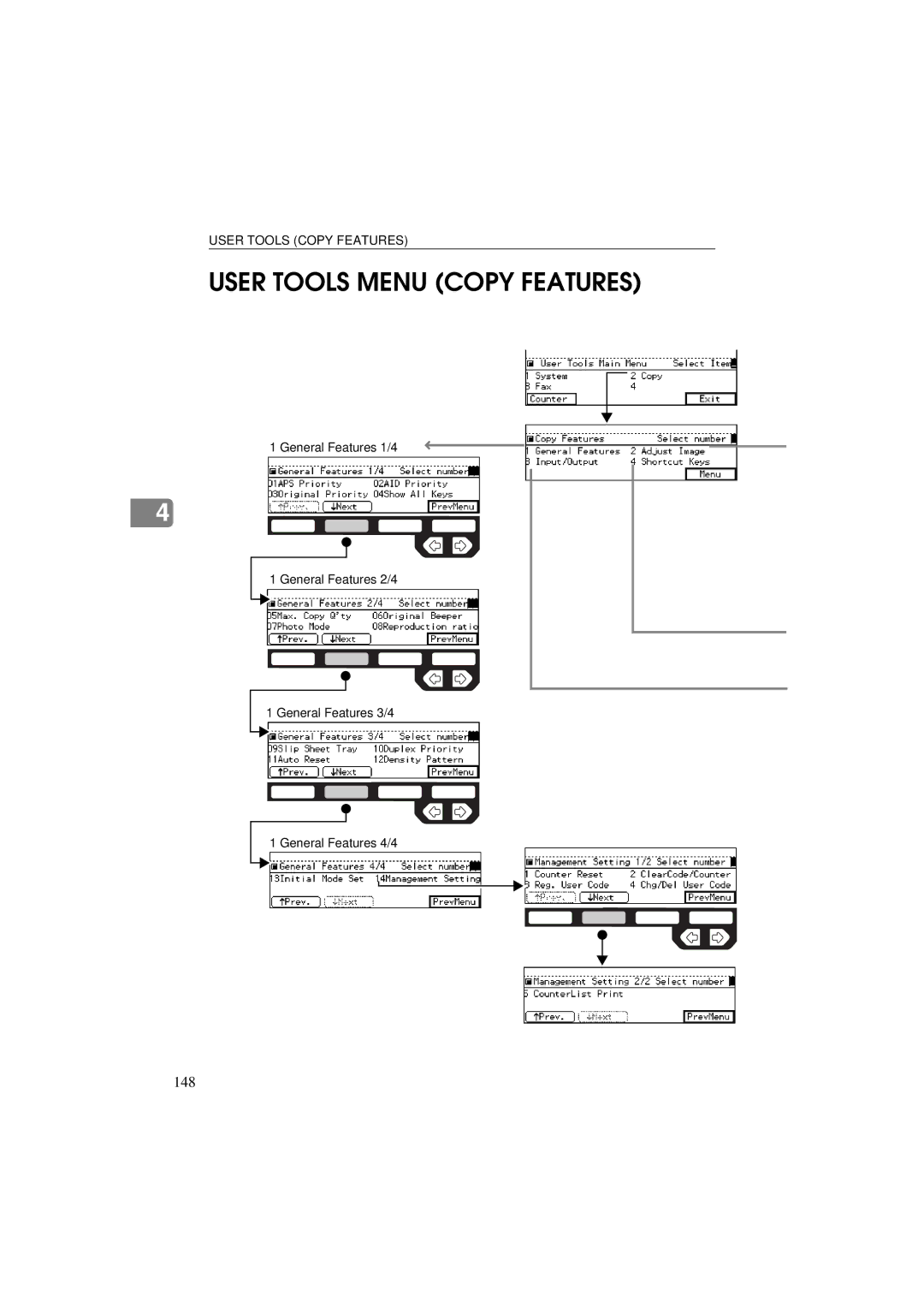 Ricoh 340 manual User Tools Menu Copy Features, 148 