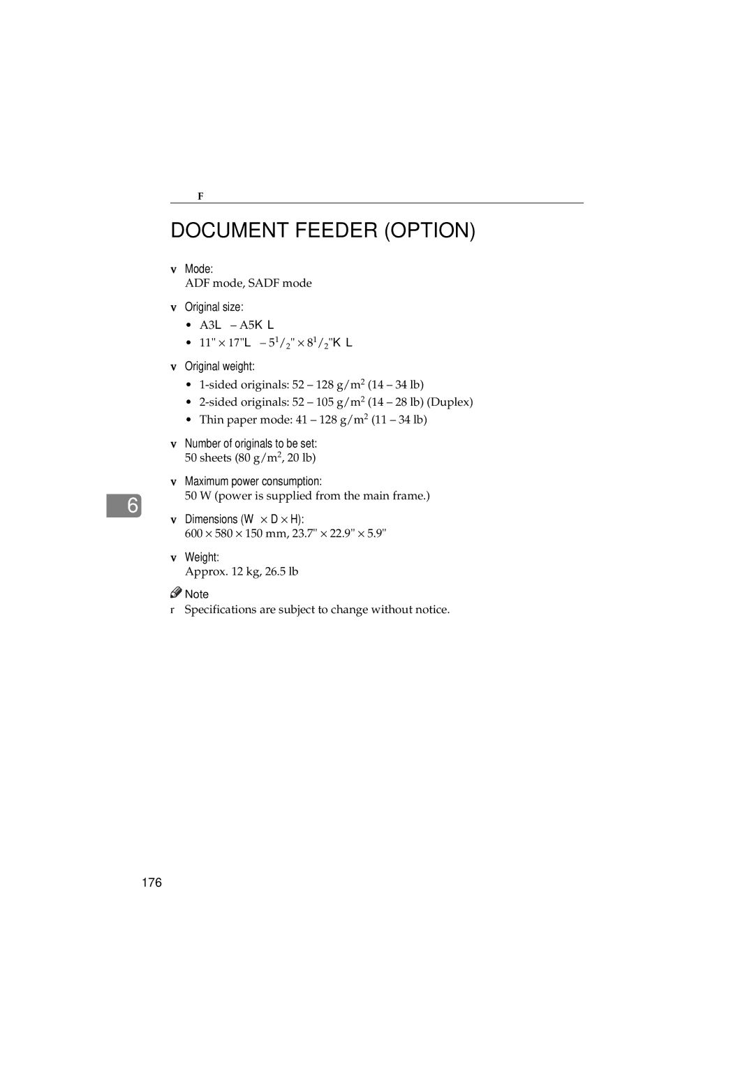 Ricoh 340 manual Document Feeder Option 