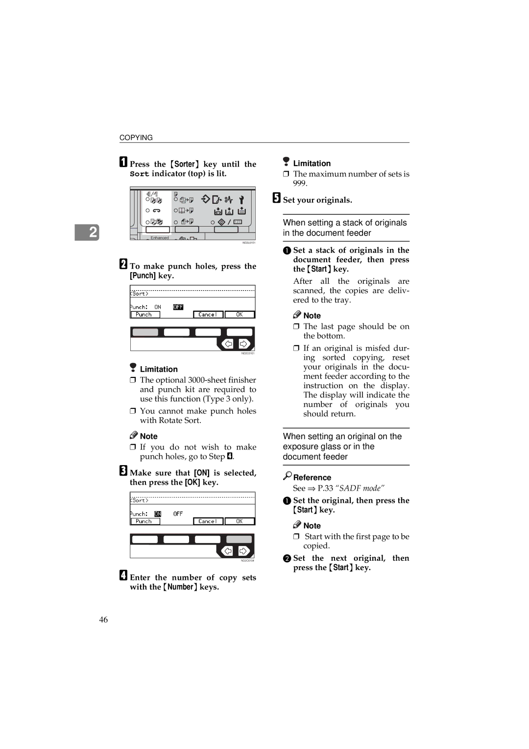 Ricoh 340 manual When setting a stack of originals in the document feeder 