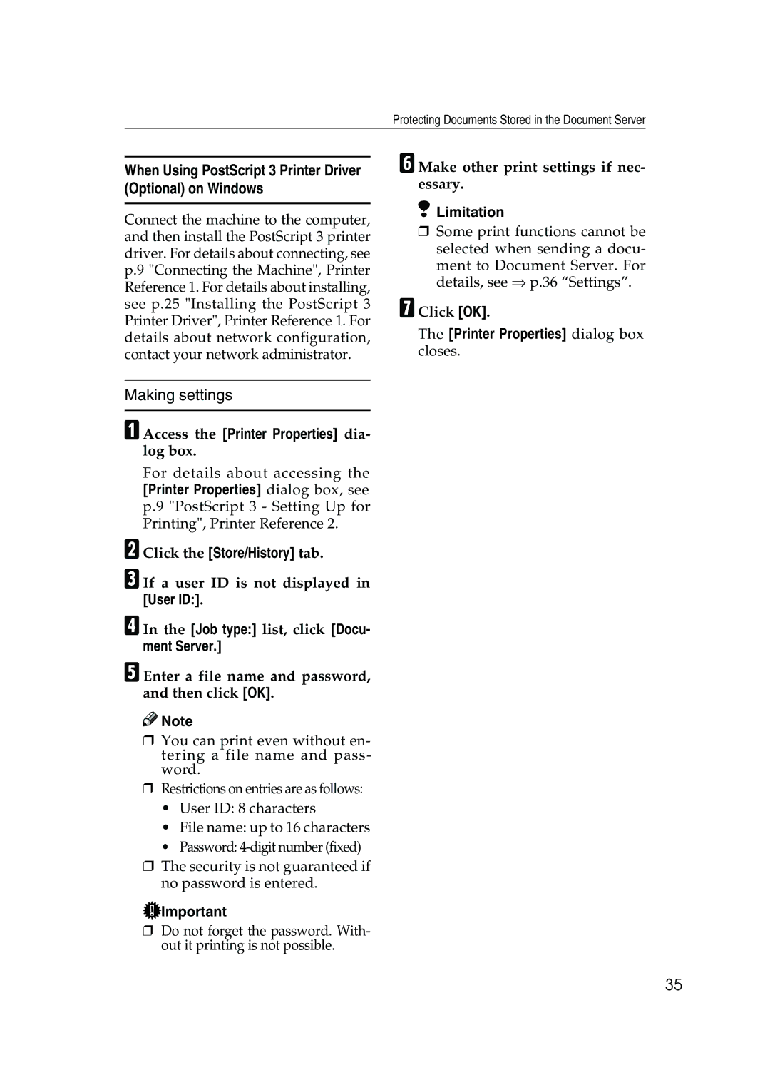 Ricoh 450, 350 When Using PostScript 3 Printer Driver Optional on Windows, AAccess the Printer Properties dia- log box 