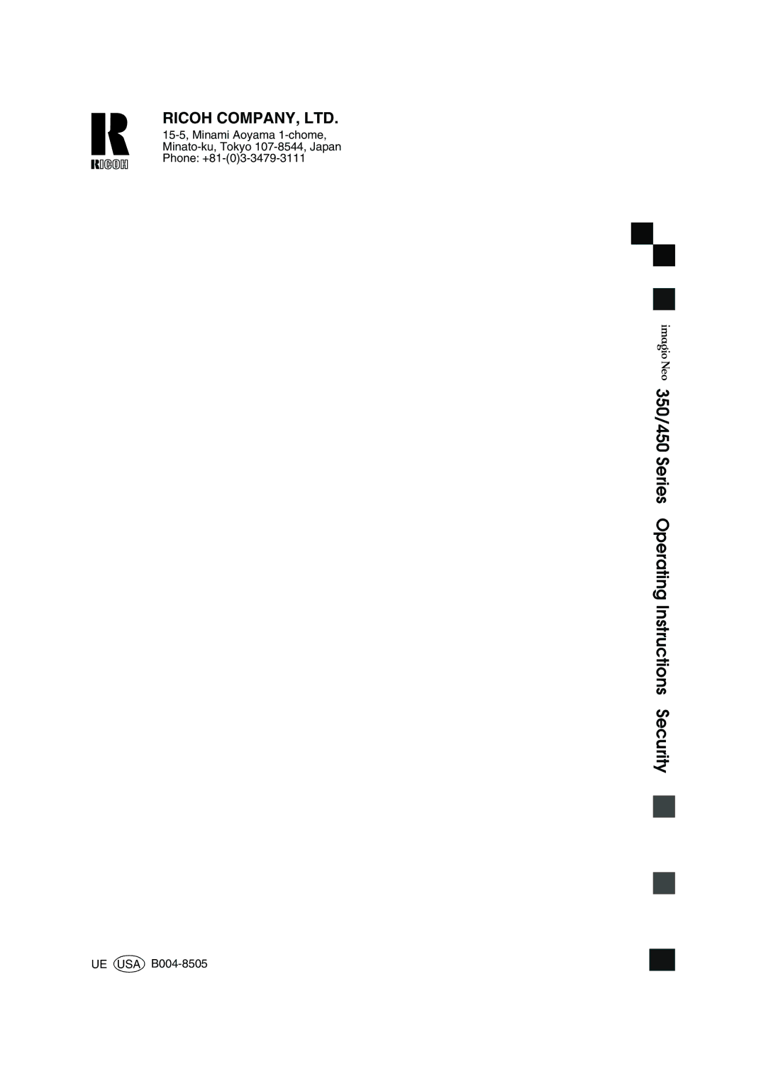Ricoh manual 350/450 Series Operating Instructions Security 