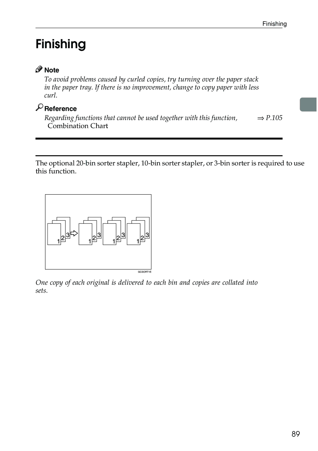 Ricoh 3506 manual Finishing, Sort 