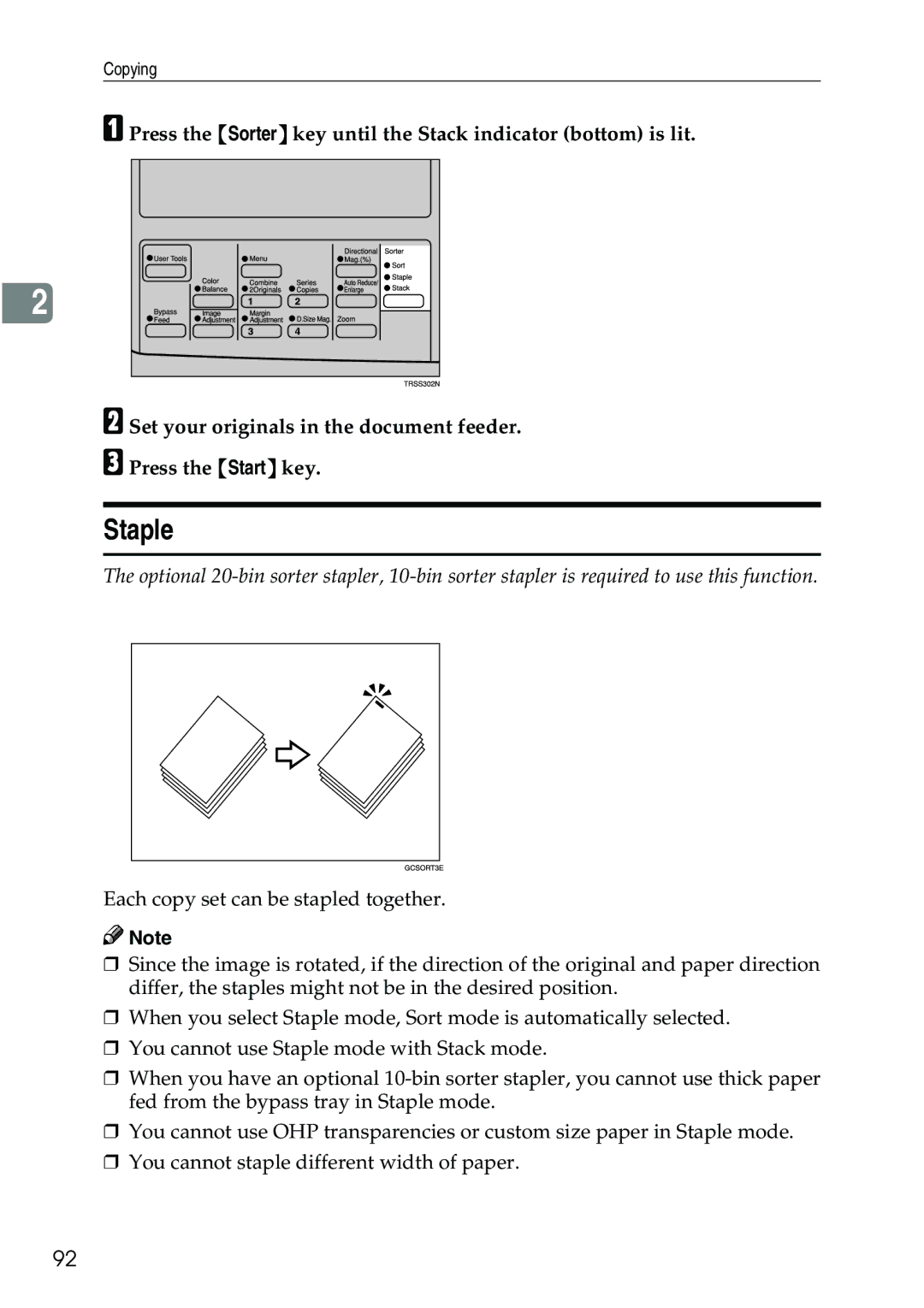 Ricoh 3506 manual Staple 