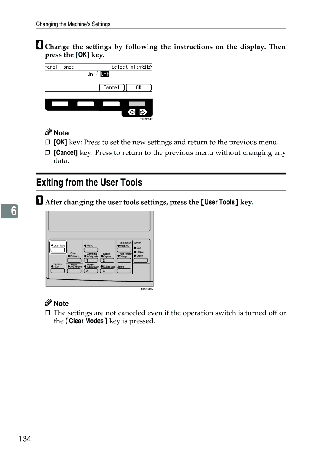 Ricoh 3506 manual Exiting from the User Tools, 134 