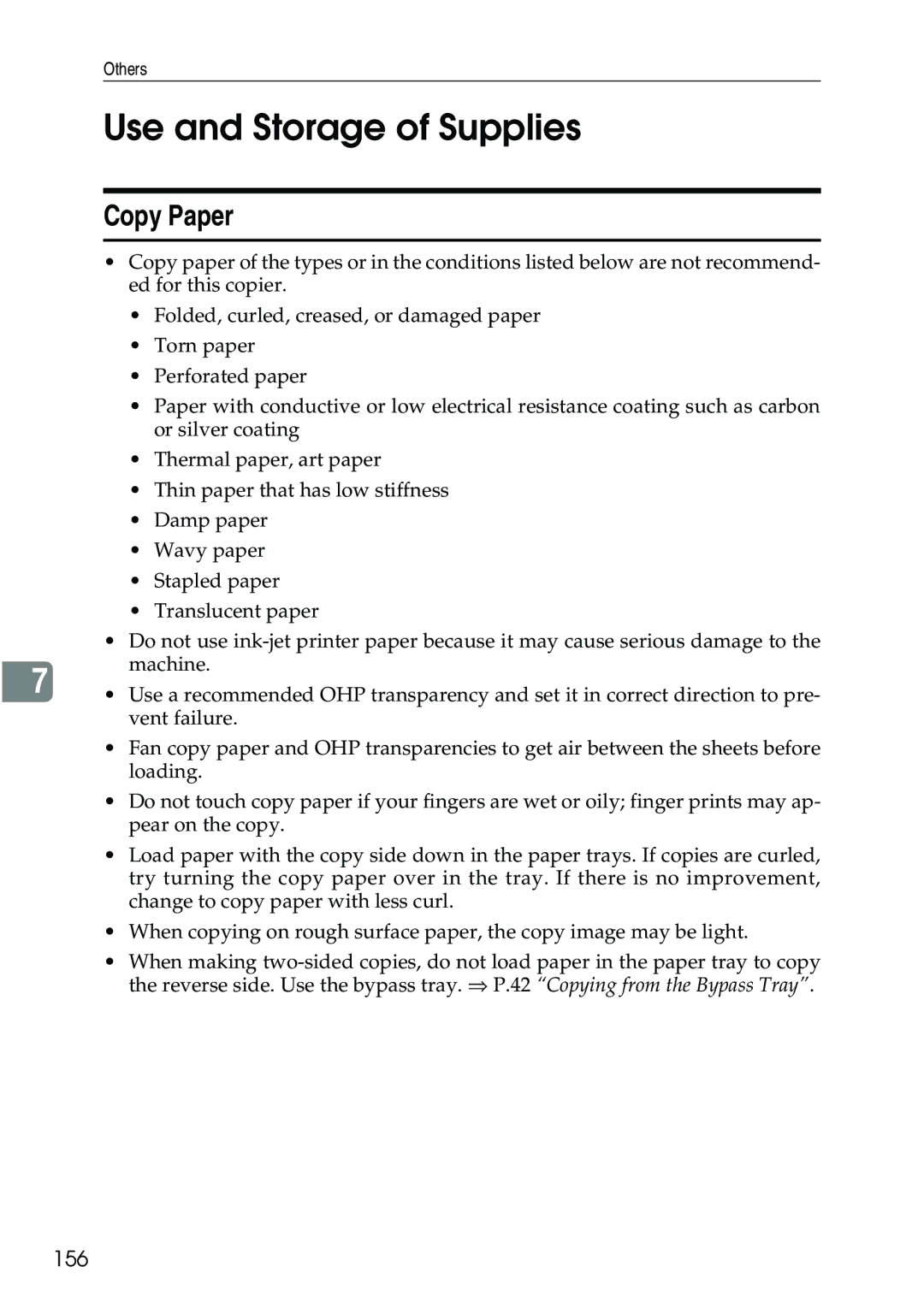 Ricoh 3506 manual Use and Storage of Supplies, Copy Paper, 156 