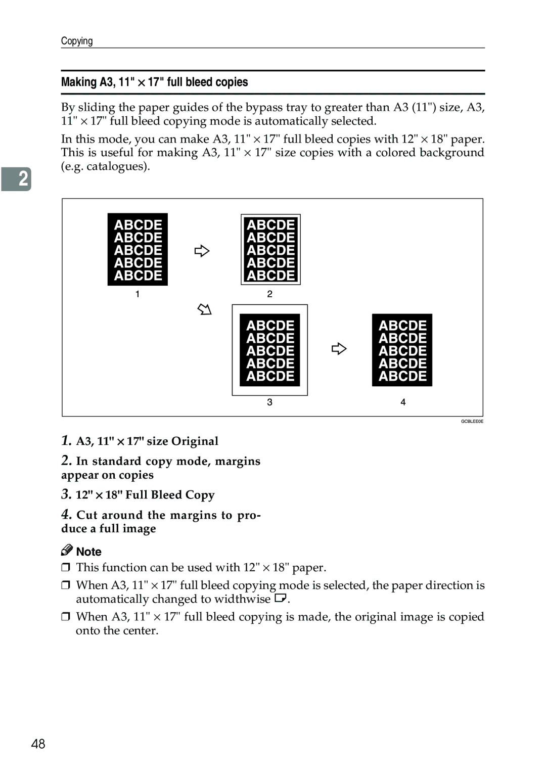 Ricoh 3506 manual Making A3, 11 × 17 full bleed copies 