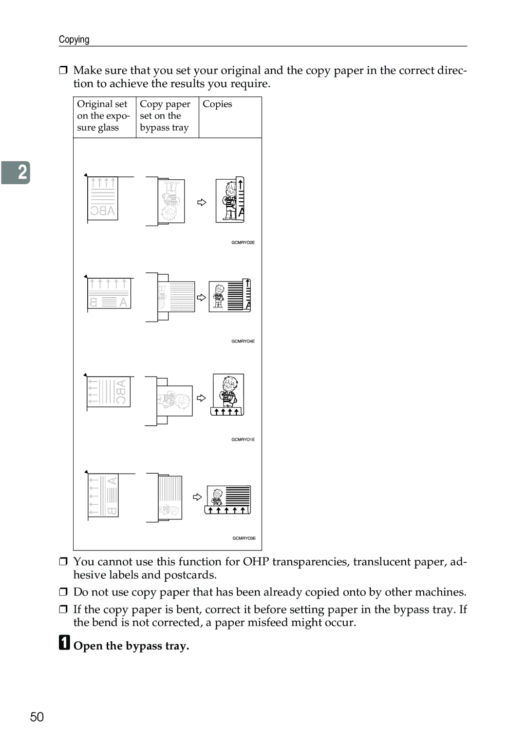 Ricoh 3506 manual Open the bypass tray 