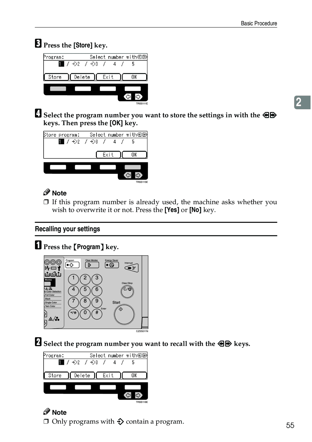 Ricoh 3506 manual Recalling your settings 