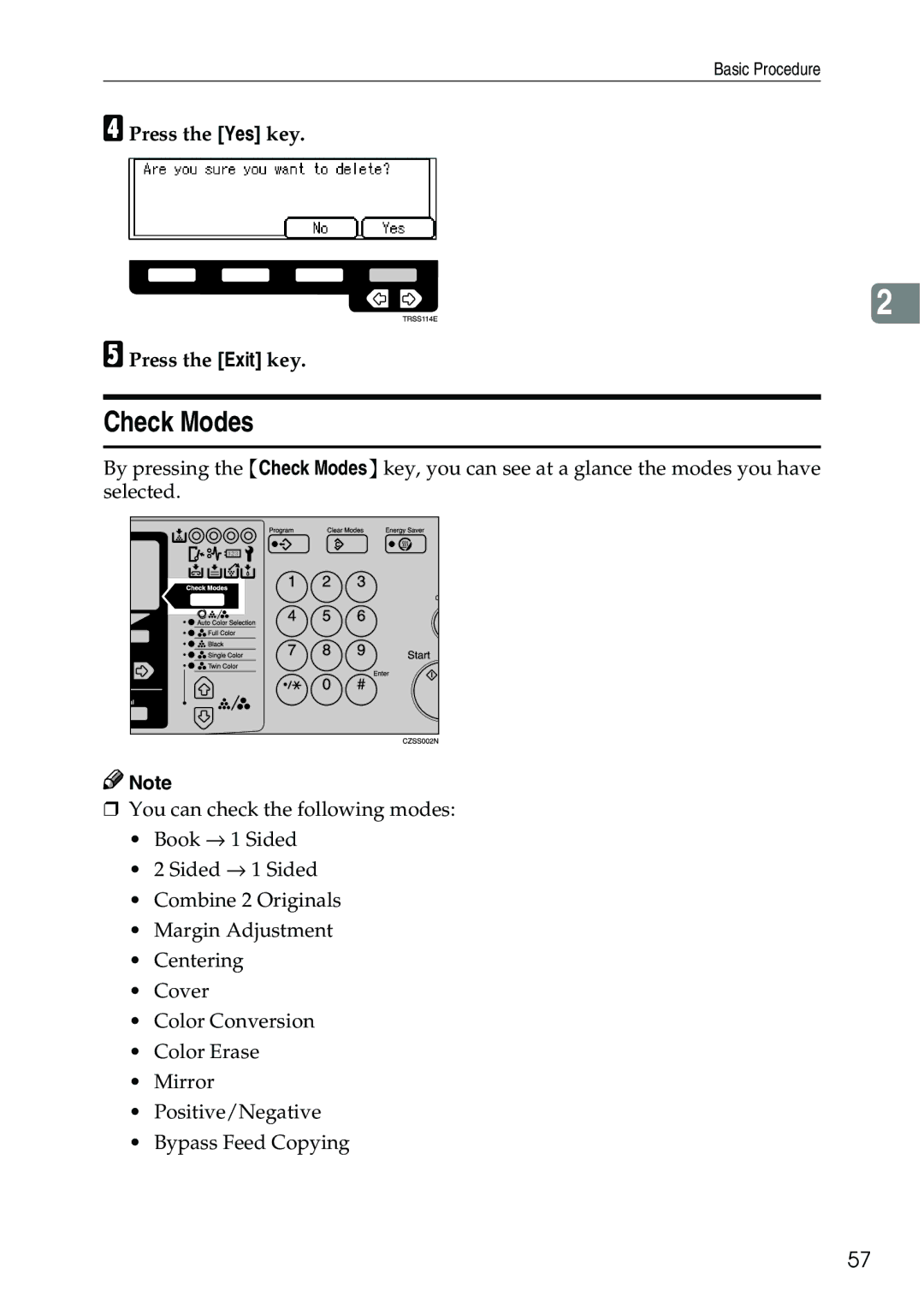 Ricoh 3506 manual Check Modes 