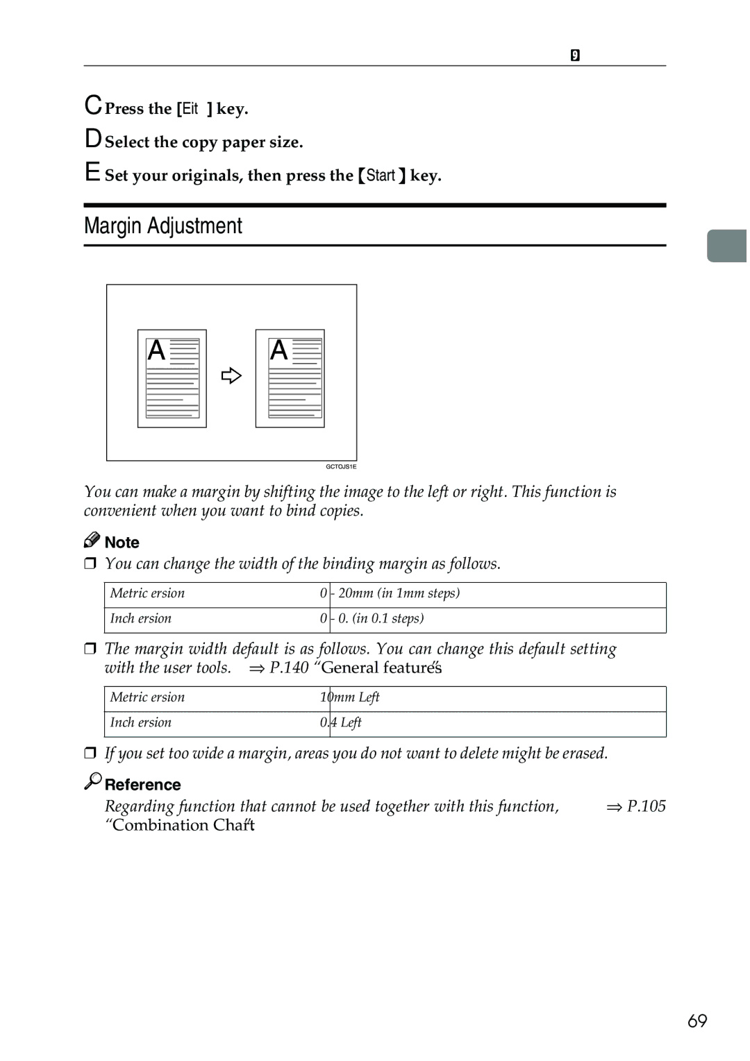 Ricoh 3506 manual Margin Adjustment 