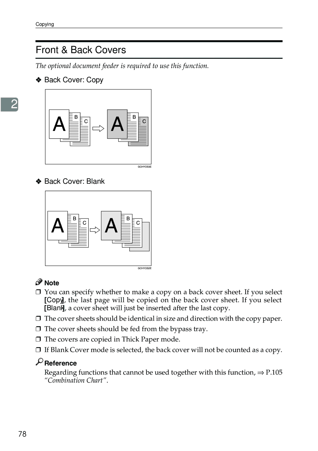 Ricoh 3506 manual Front & Back Covers, Back Cover Copy, Back Cover Blank 