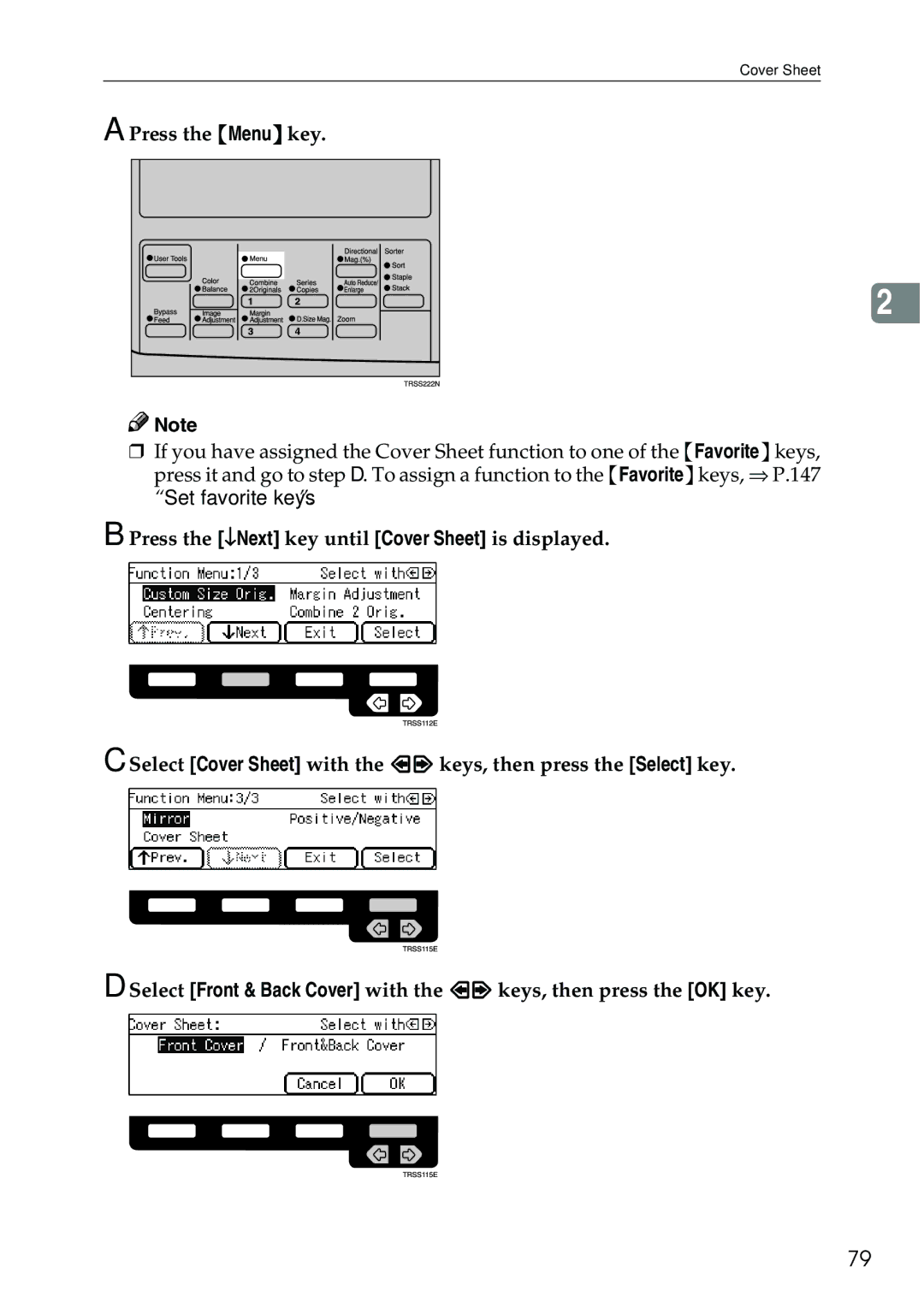 Ricoh 3506 manual Press the Menu key 