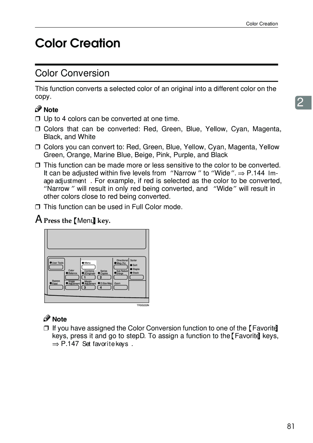 Ricoh 3506 manual Color Creation, Color Conversion 