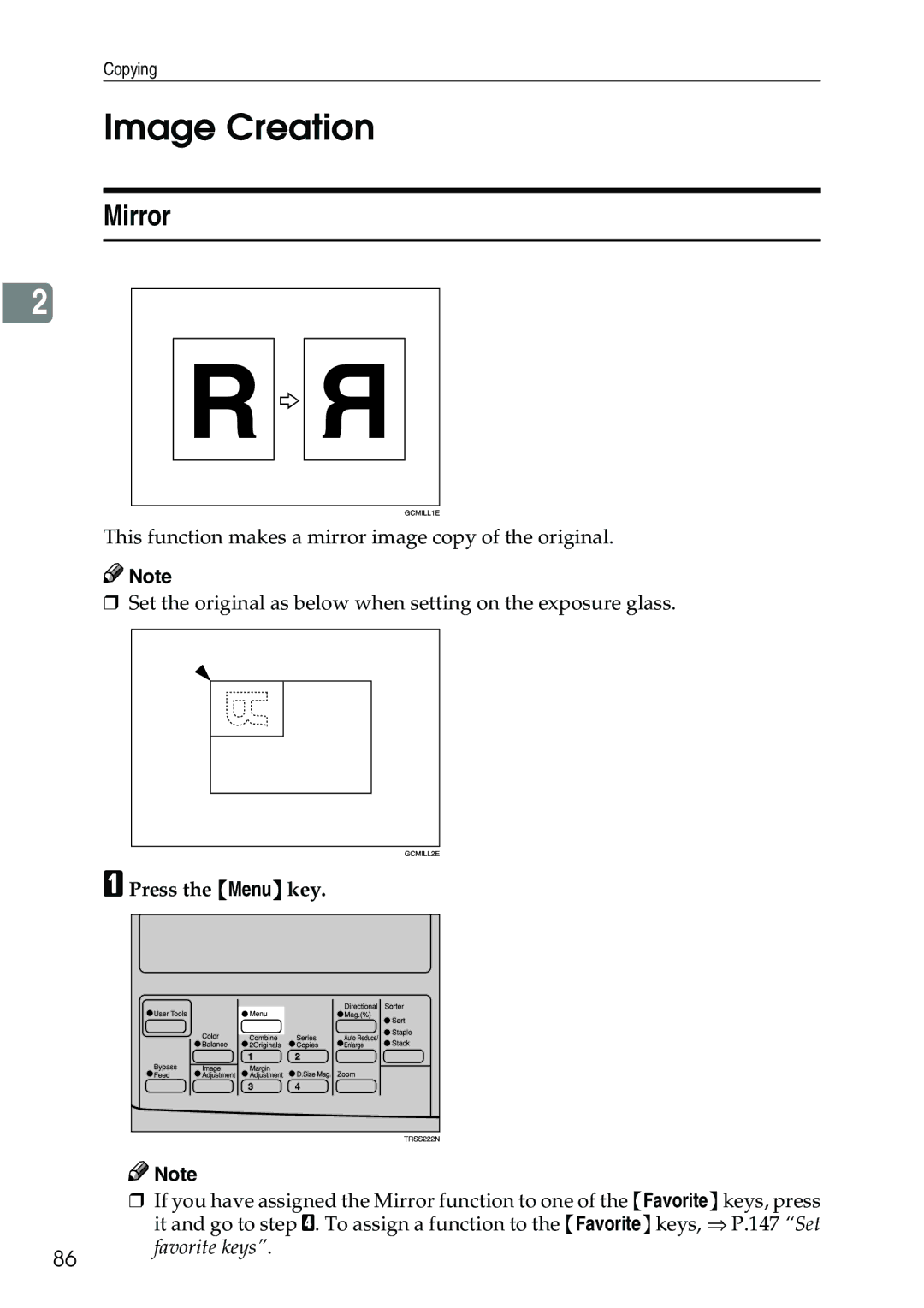 Ricoh 3506 manual Image Creation, Mirror 