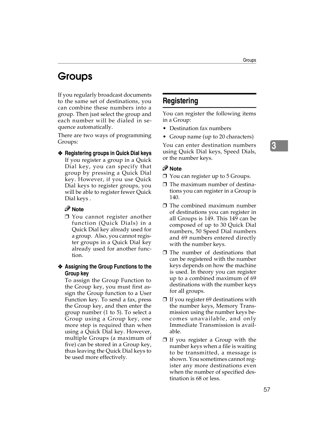 Ricoh 3725e/F530/LF311/3310L operating instructions Groups, Assigning the Group Functions to the Group key 