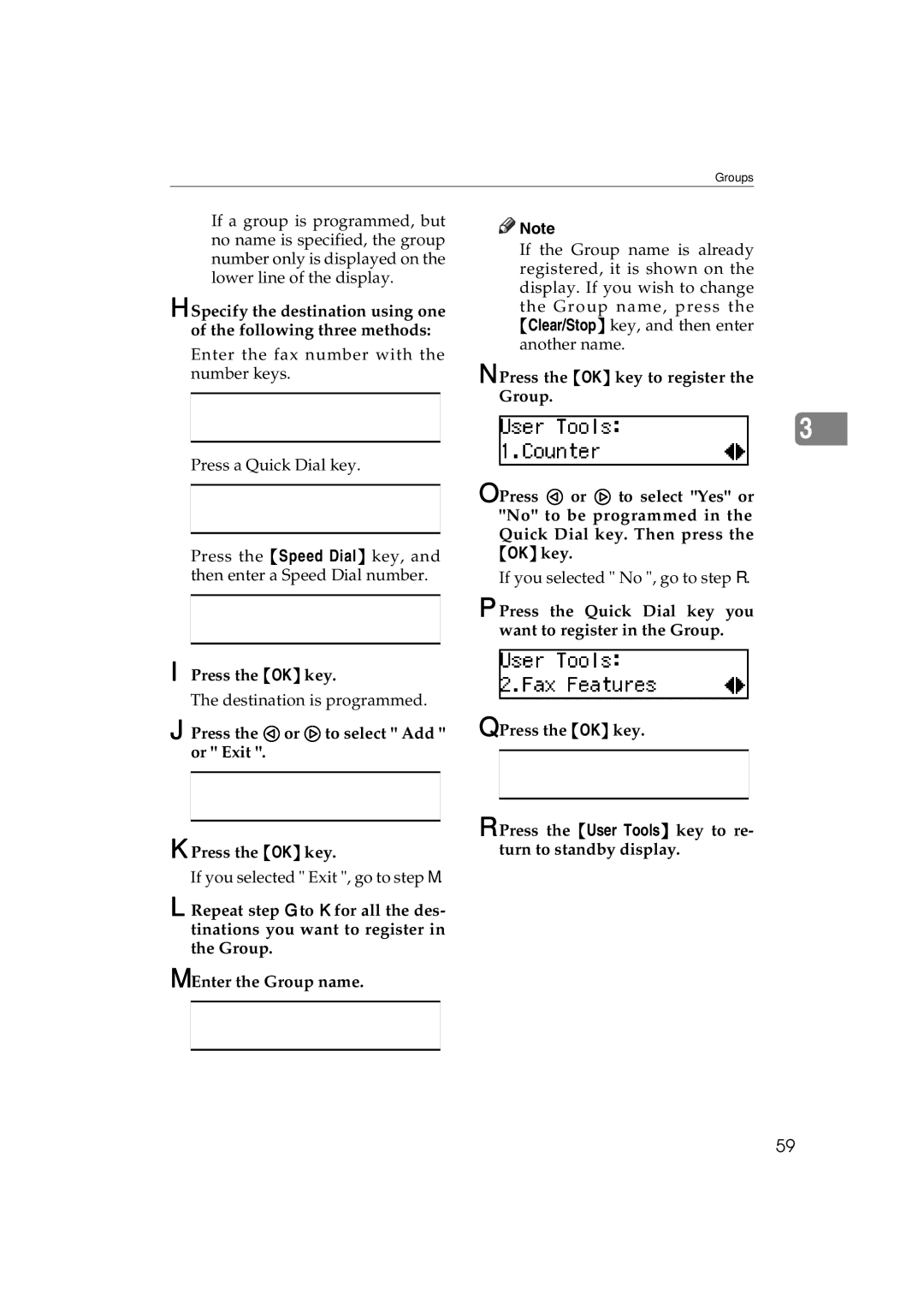 Ricoh 3725e/F530/LF311/3310L operating instructions Press the 0 or 1 to select Add or Exit 