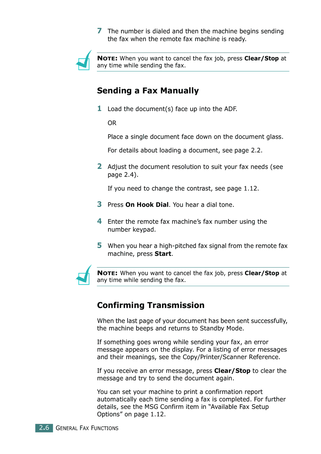 Ricoh 4016 Series manual Sending a Fax Manually, Confirming Transmission, Load the documents face up into the ADF 