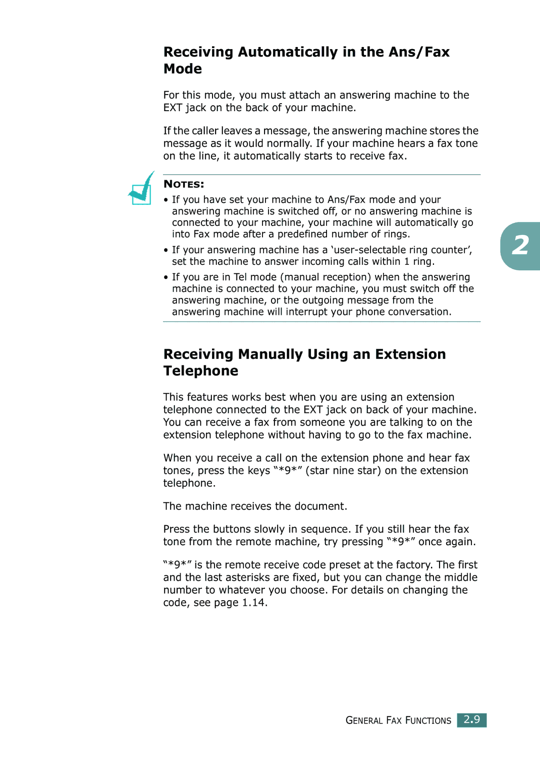 Ricoh 4016 Series manual Receiving Automatically in the Ans/Fax Mode, Receiving Manually Using an Extension Telephone 