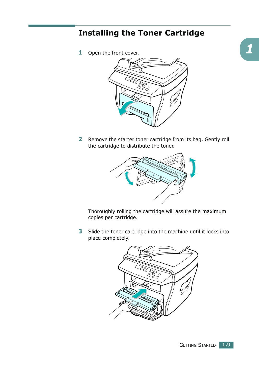 Ricoh 4016 Series manual Installing the Toner Cartridge 