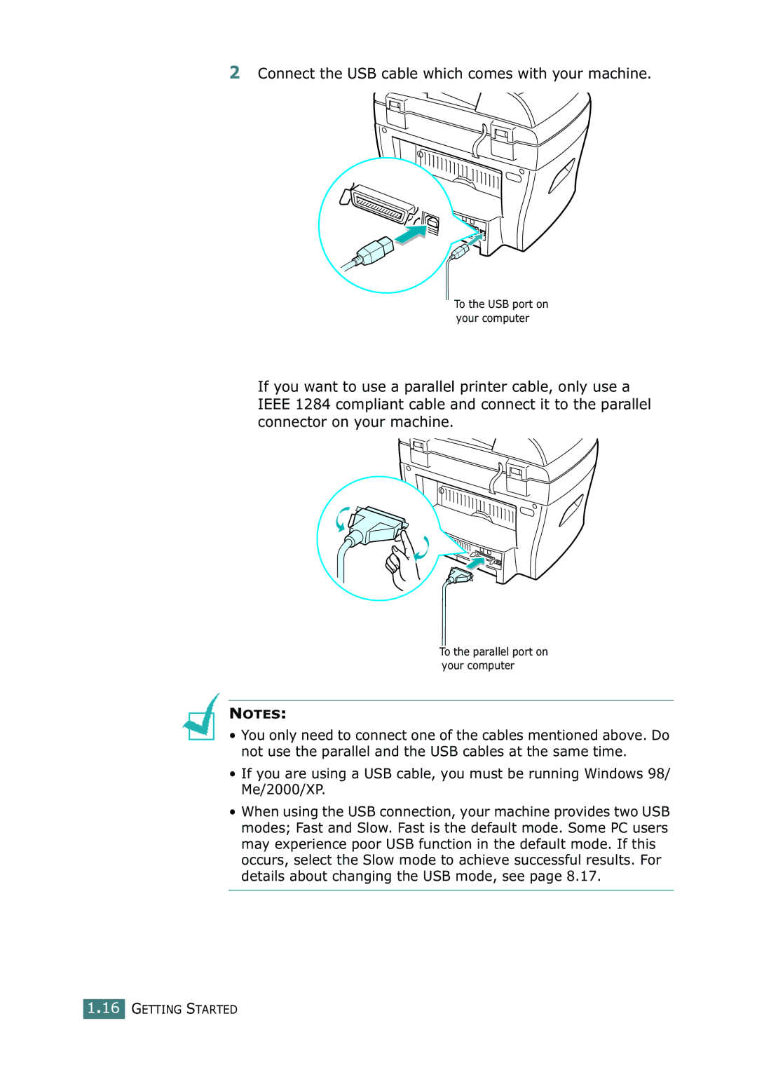 Ricoh 4016 Series manual Connect the USB cable which comes with your machine 