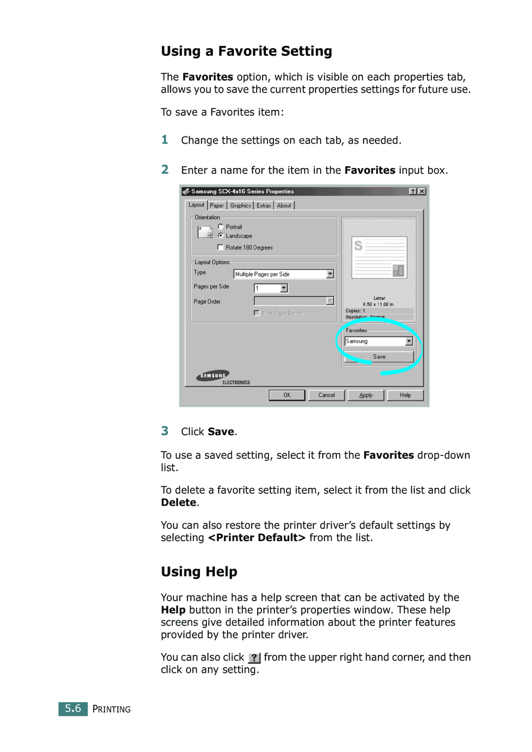 Ricoh 4016 Series manual Using a Favorite Setting, Using Help 